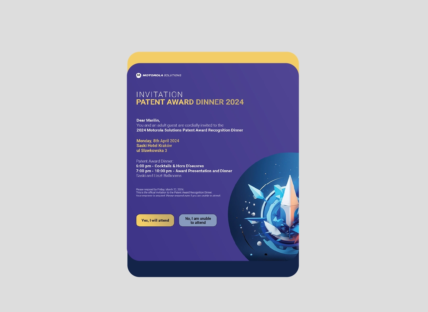 Zaproszenie Patent Award Dinner 2024